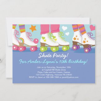 Roller Skating Party Birthday Invitations