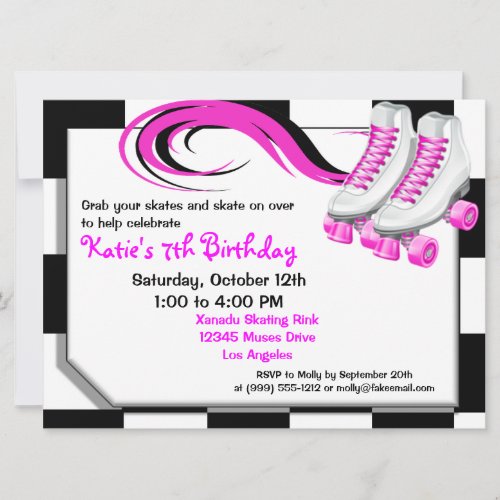 Roller Skating Party Custom Invitations