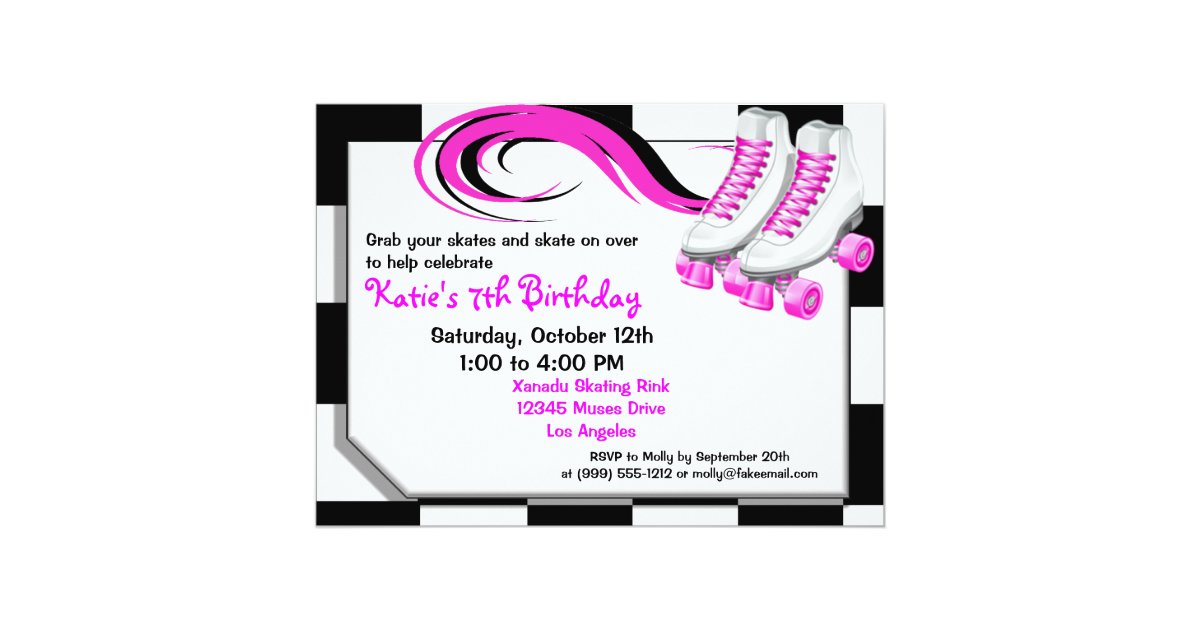 Roller Skating Party Custom Invitations | Zazzle.com