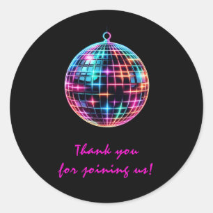 Roller Skating Party Girls Neon Glow Birthday Classic Round Sticker