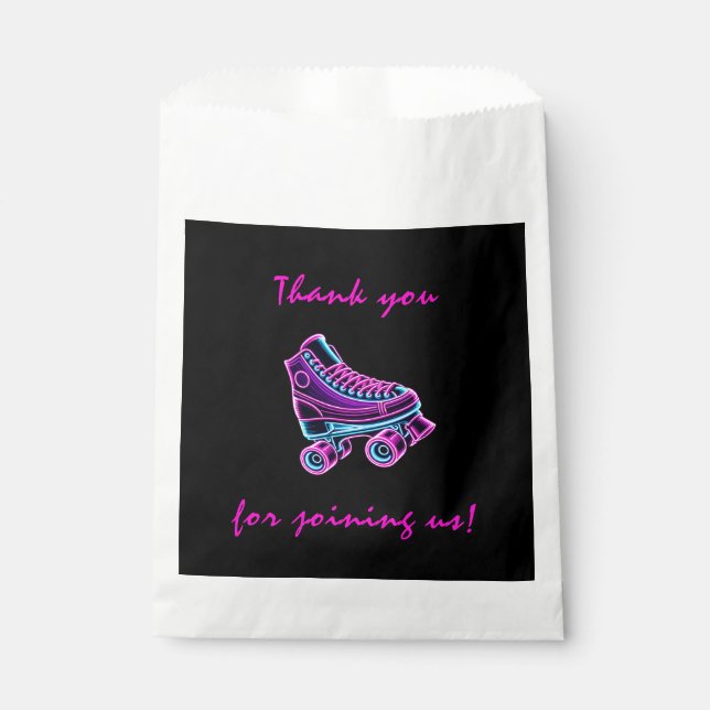 Roller Skating Party Girls Neon Glow Birthday Favor Bag (Front)