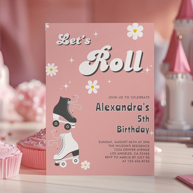 Roller Skating Party | Retro Pink Birthday Invitation (Creator Uploaded)