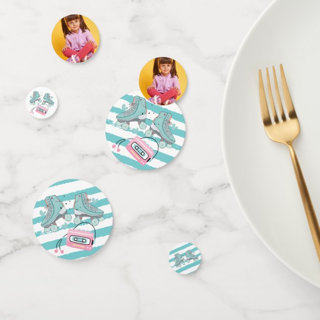 Roller Skating Pastel Photo Personalized Birthday Confetti (Group)