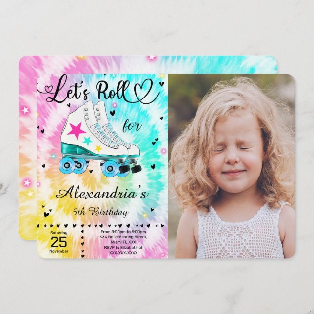 Roller Skating Photo Invitation (Front/Back)