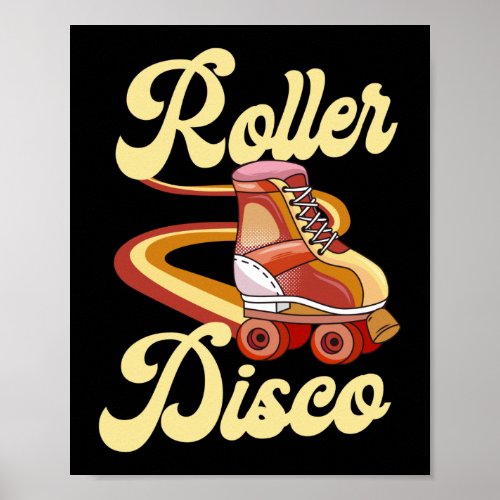 Roller Skating Roller Disco 1970S Retro Poster