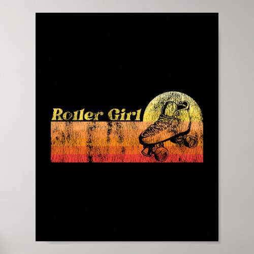 Roller Skating Roller Girl 1970S Retro Poster