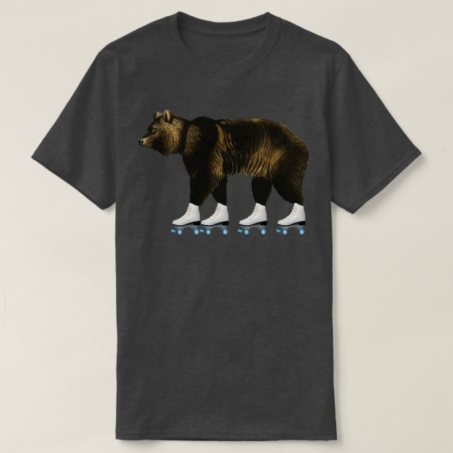 Roller Skating Roller Girl Birthday Bear Gift T-Shirt (Design Front)