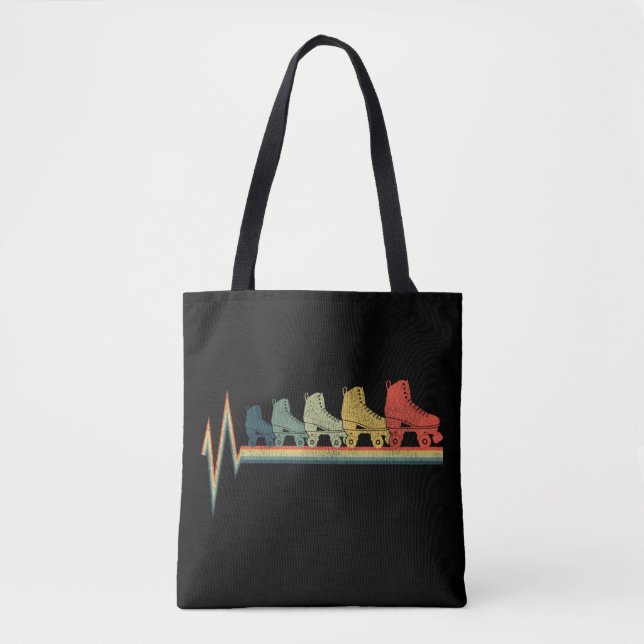 Roller Skating Roller Skate Heartbeat Water Color Tote Bag (Front)