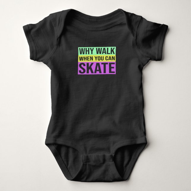 Roller Skating Roller Skates Retro Colorful Saying Baby Bodysuit (Front)