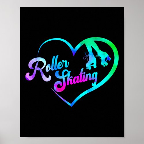 Roller Skating Roller Skating Heart Watercolor Poster