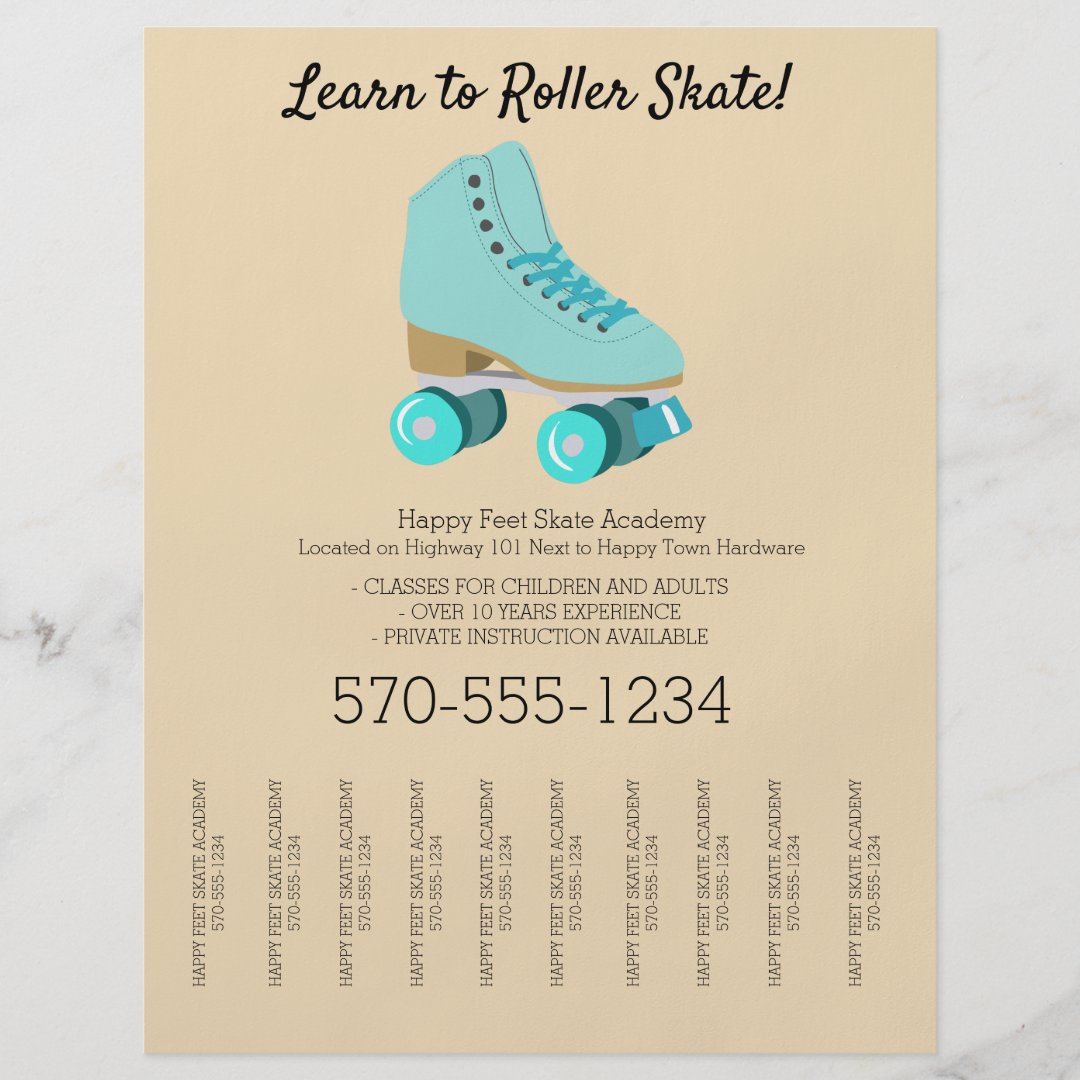 Roller Skating, Skate Lessons, Roller Derby Custom Flyer | Zazzle