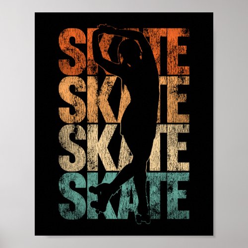 Roller Skating Skate Skate Skate Skate 1970S Retro Poster