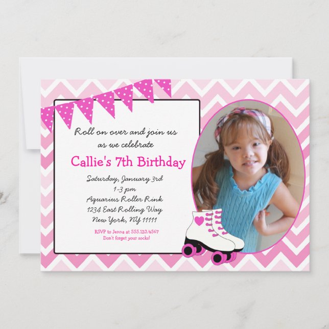 Roller Skating Skates Birthday Invitation - Party (Front)