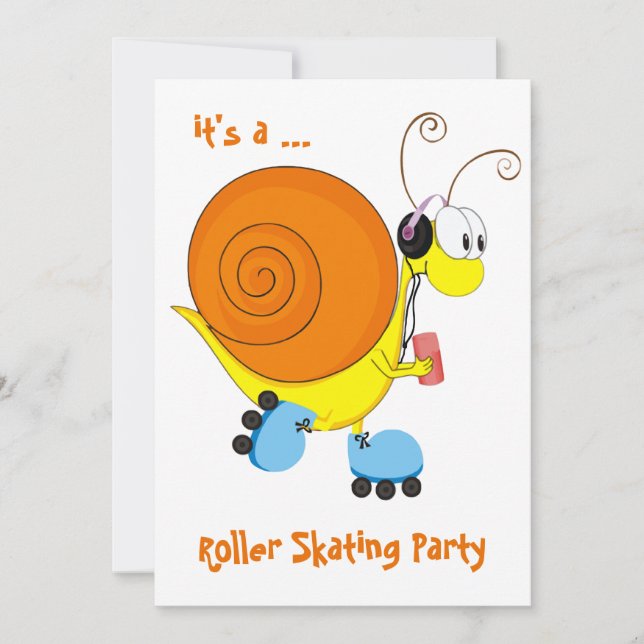 Roller Skating Snail Roller Skating Party Invitation (Front)