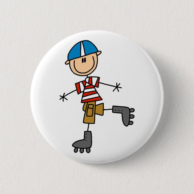 Roller Skating Stick Figure Button (Front)