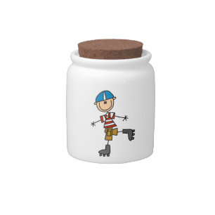 Roller Skating Stick Figure Candy Jar