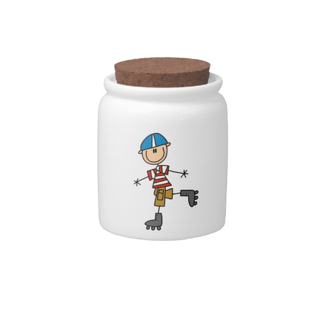Roller Skating Stick Figure Candy Jar (Front)