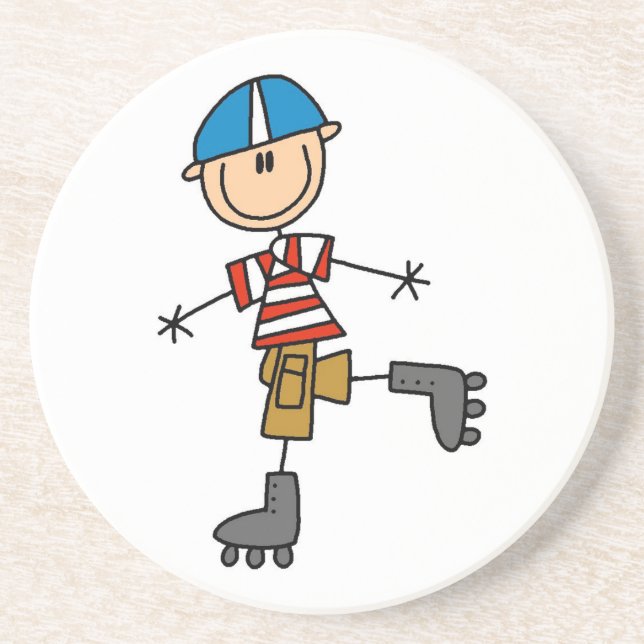 Roller Skating Stick Figure Drink Coaster (Front)