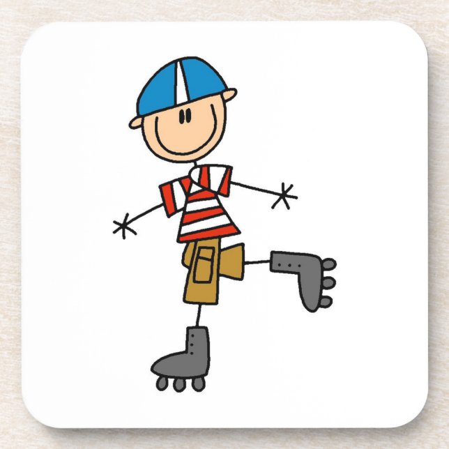 Roller Skating Stick Figure Drink Coaster (Front)