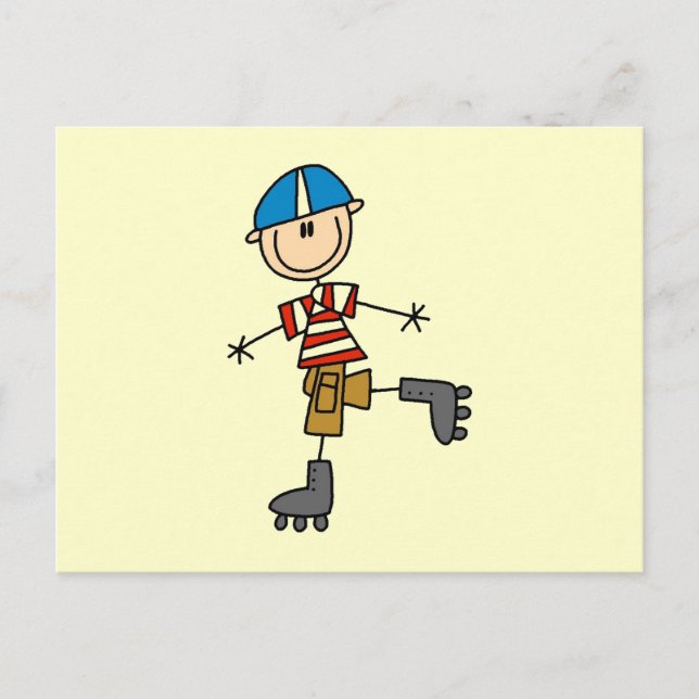 Roller Skating Stick Figure Postcard (Front)
