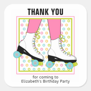 Roller skating thank you Birthday Sticker Favors