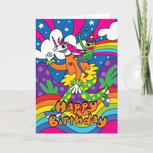 Roller Skating Unicorn Birthday Card