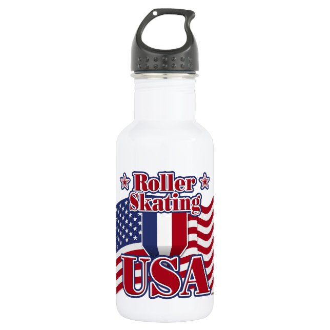 Roller Skating USA Stainless Steel Water Bottle (Front)