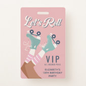 Roller Skating VIP Birthday Party Invitation Badge (Front)