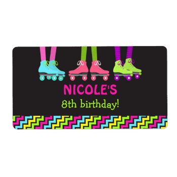 Roller Skating Water Bottle Labels by ApplePaperie at Zazzle