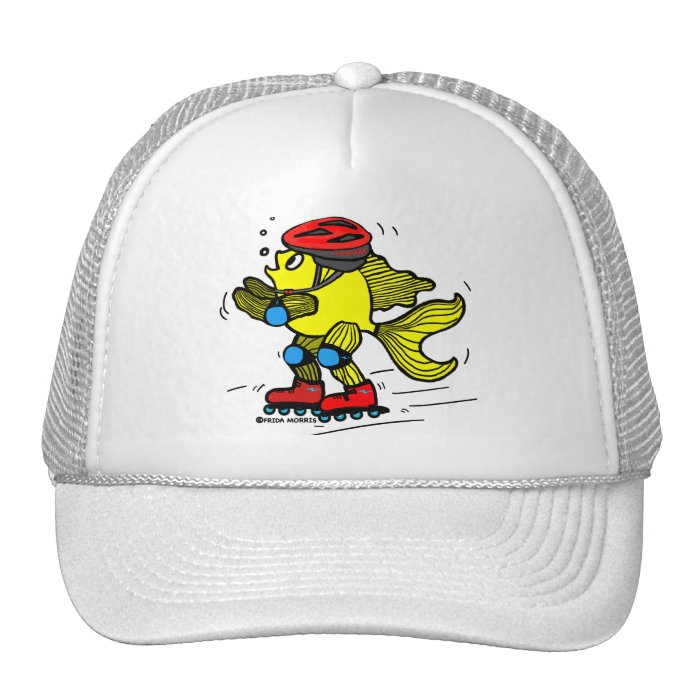 Rollerblade Fish funny Skating cartoon Mesh Hats