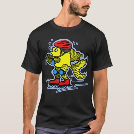 Rollerblade Fish Funny Skating Cartoon T-shirt