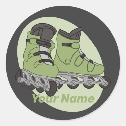 Rollerblade Skates Personalized Name Classic Round Sticker