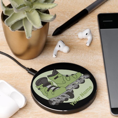 Rollerblade Skates Personalized Name Wireless Charger