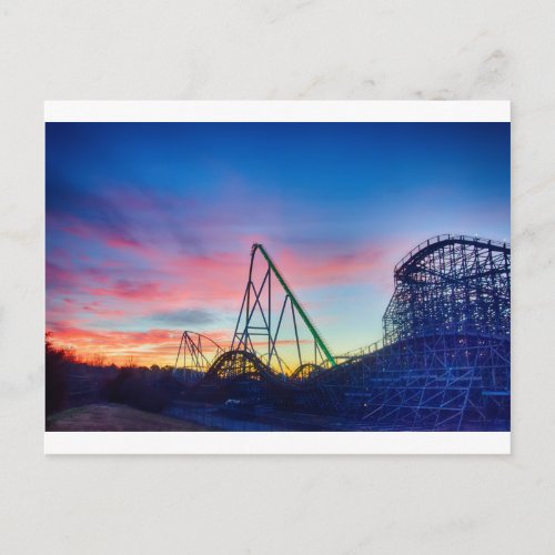 rollercoaster amusement ride postcard