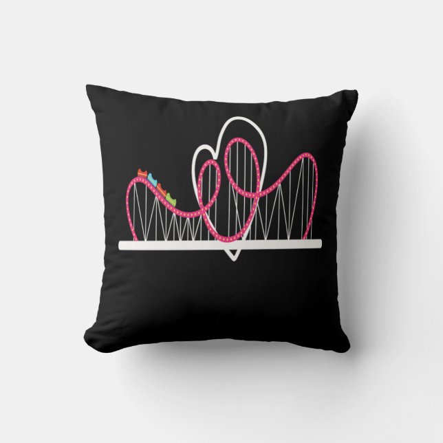 Rollercoaster Heart Amusement Park Throw Pillow (Front)