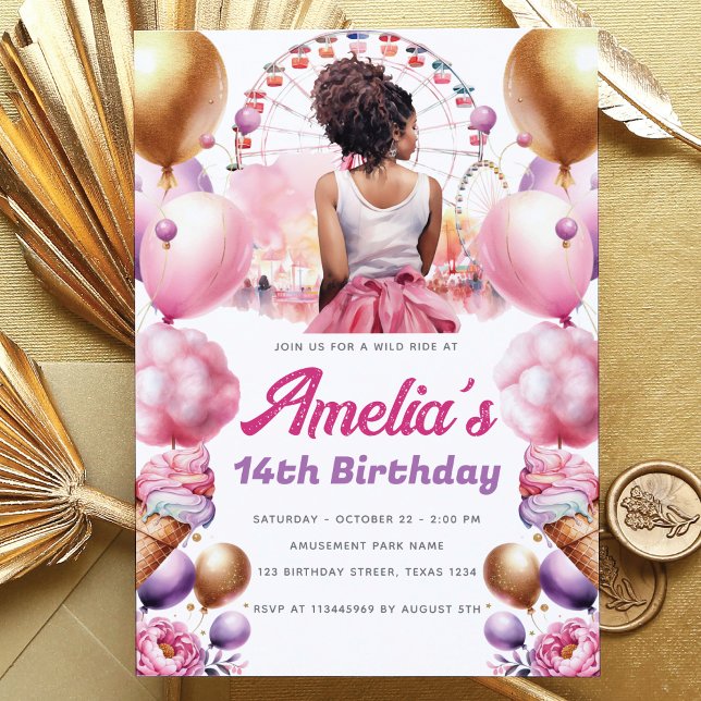 Rollercoaster Party African American Custom Invitation (Creator Uploaded)