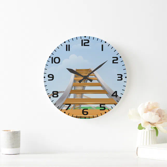 Rollercoaster Track Large Clock | Zazzle