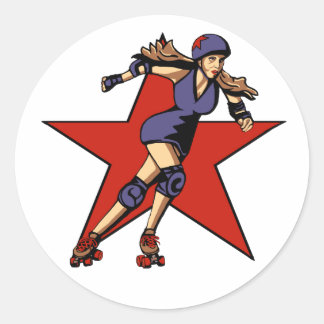 rollergirl jammer classic round sticker