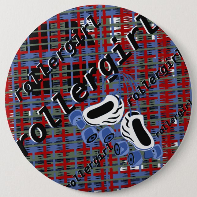 rollergirl plaid attack button (Front)