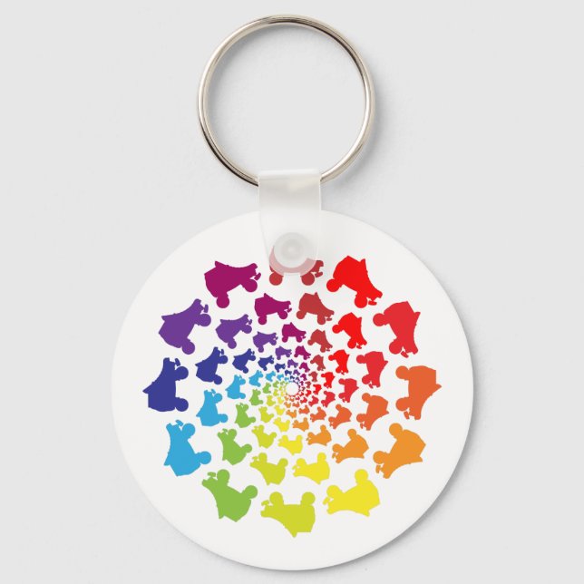 rollerskate rainbow circle keychain (Front)