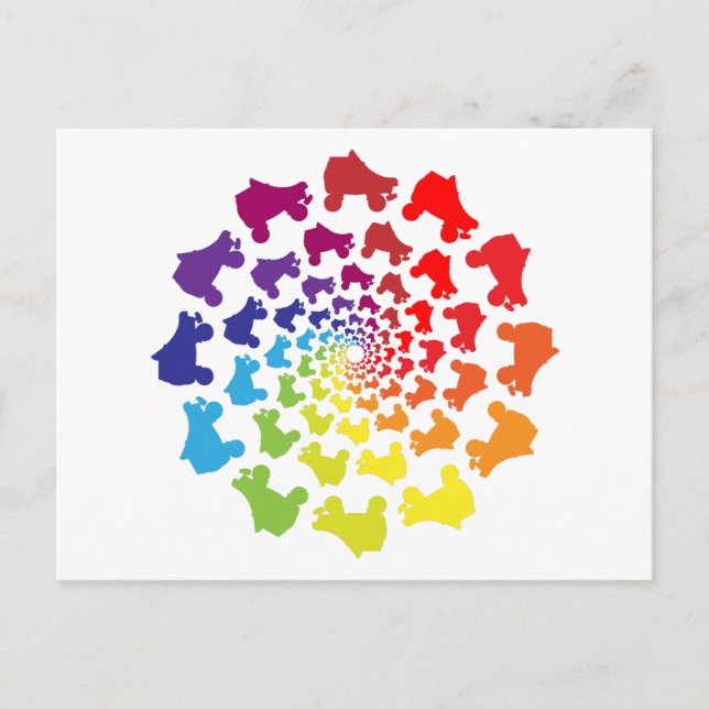 rollerskate rainbow circle postcard (Front)