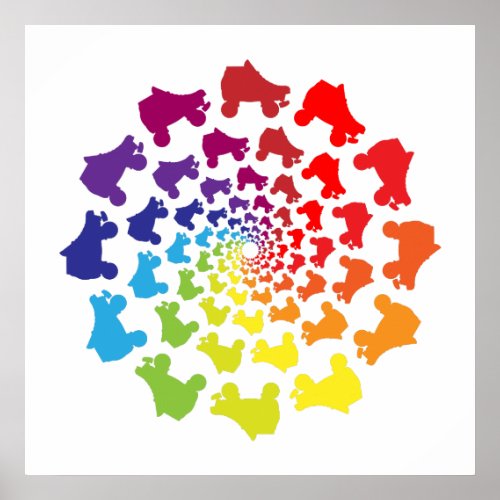 rollerskate rainbow circle poster