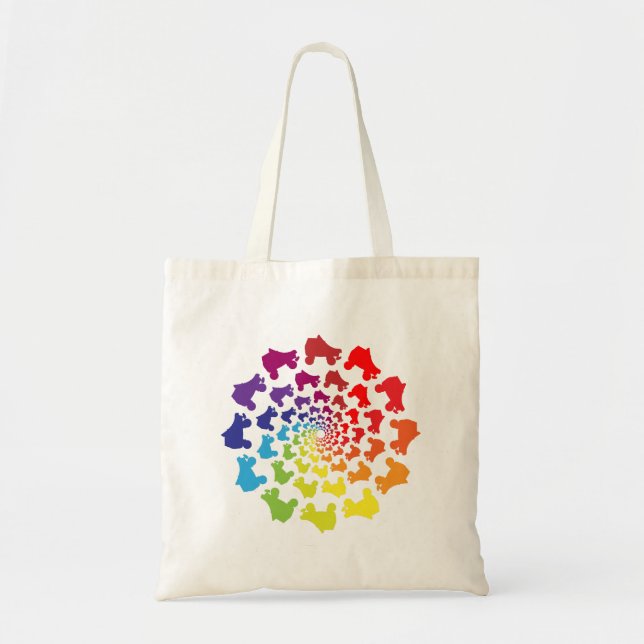 rollerskate rainbow circle tote bag (Front)