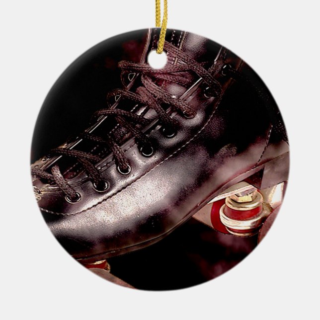 Rollerskate Roller Derby Grunge Style Ceramic Ornament (Front)