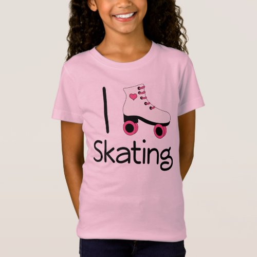 Rollerskate Skating I Love Heart Sports Tee