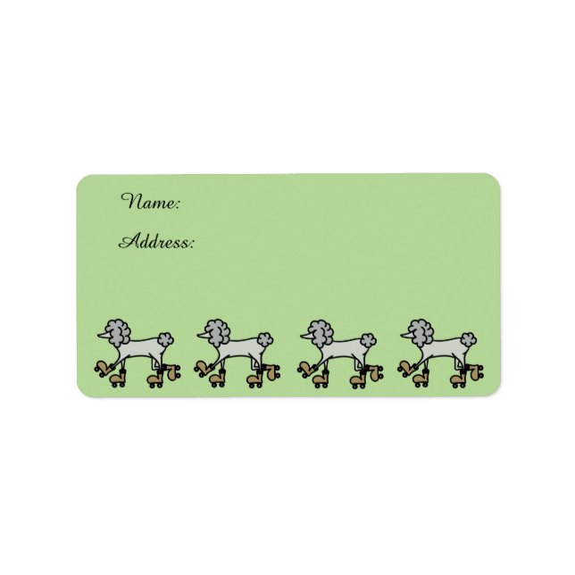 Rollerskates Poodle dog address labels (Front)