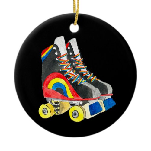 Rollerskates retro eighties art ceramic ornament