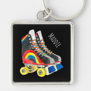 Rollerskates retro eighties art keychain