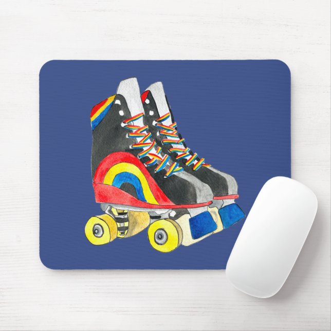 Rollerskates retro eighties art mouse pad (With Mouse)
