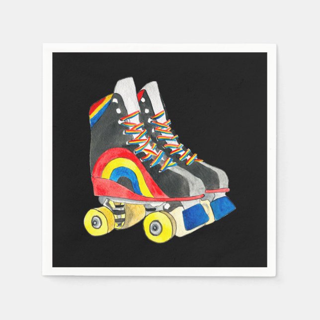 Rollerskates retro eighties art napkins (Front)